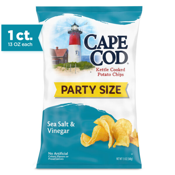 Cape Cod Potato Chips, Sea Salt & Vinegar Kettle Chips, 13 oz Party Size