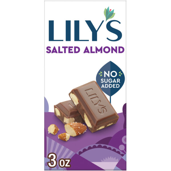 Lily's Salted Almond Milk Chocolate Style No Sugar Added Sweets, Bar 3 oz